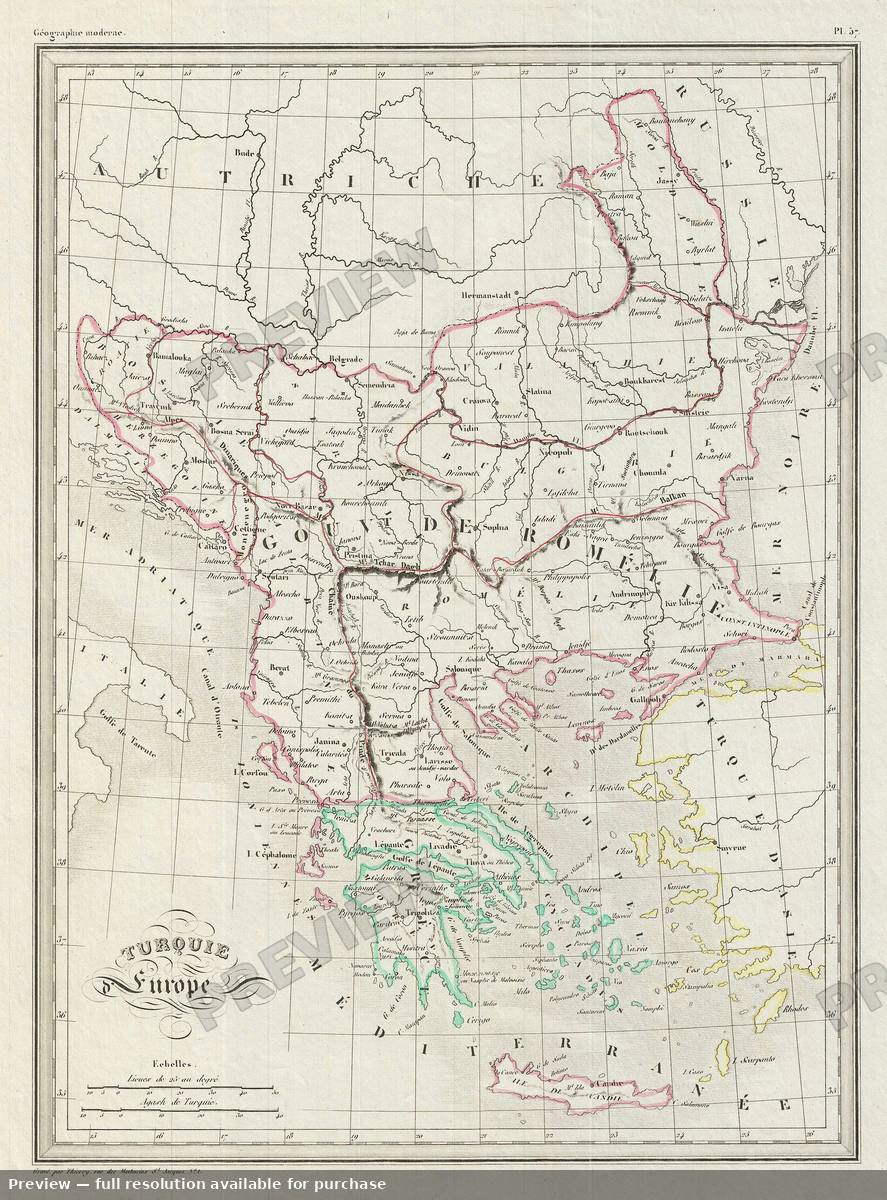 Antique map: European Turkey, 1843