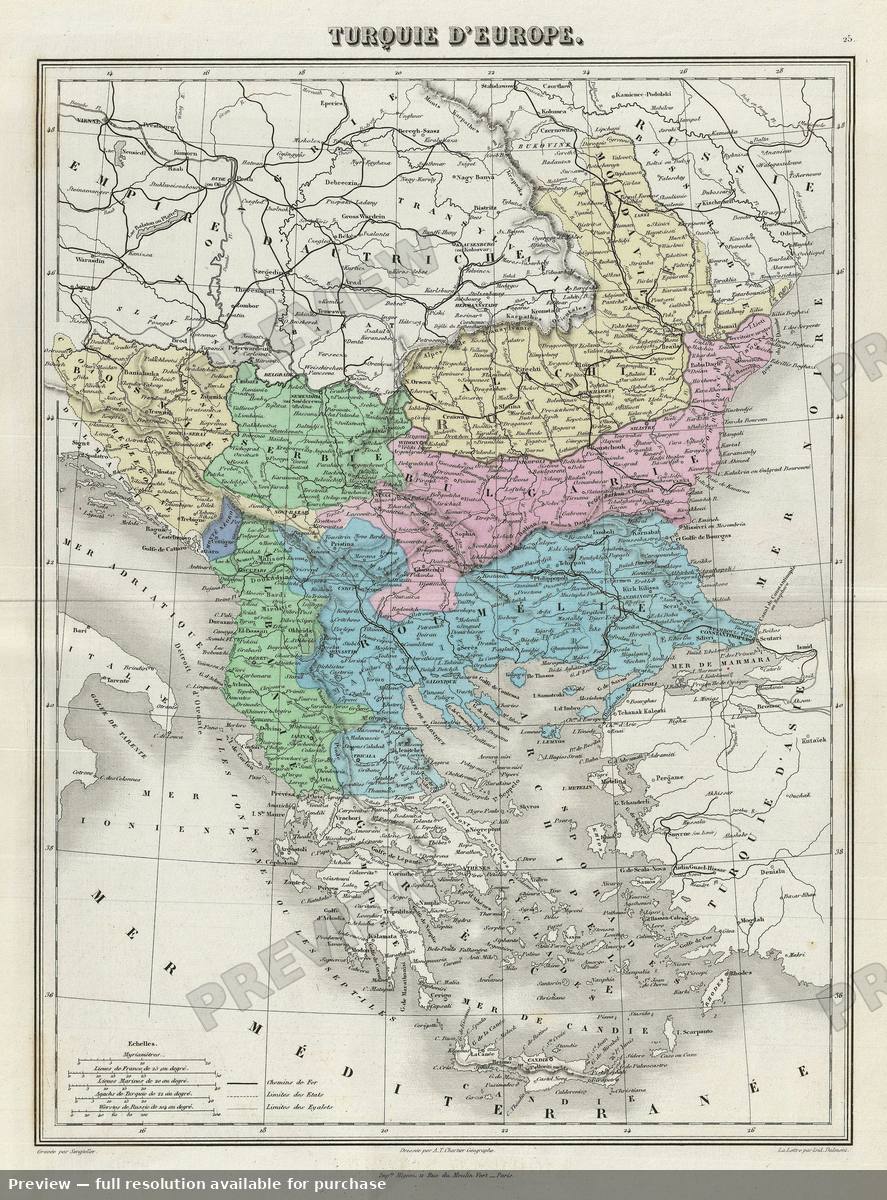 Antique map: European Turkey, 1876, 1876