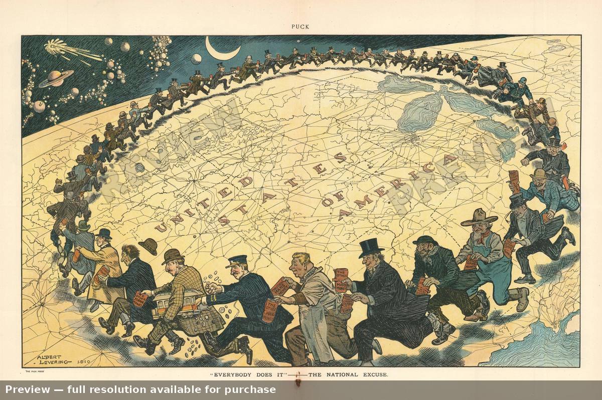 Antique map: Everybody Does It, 1910, 1910