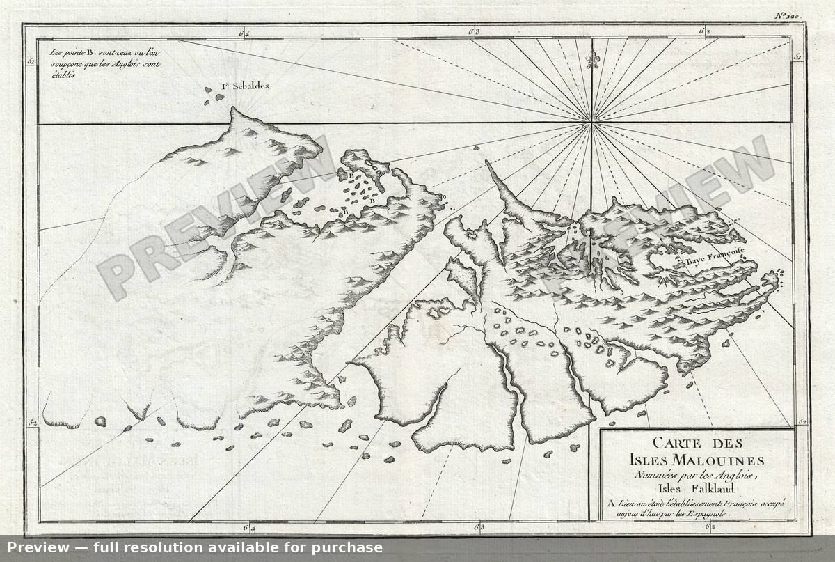 Antique map: Falkland Malouines, 1787, 1787