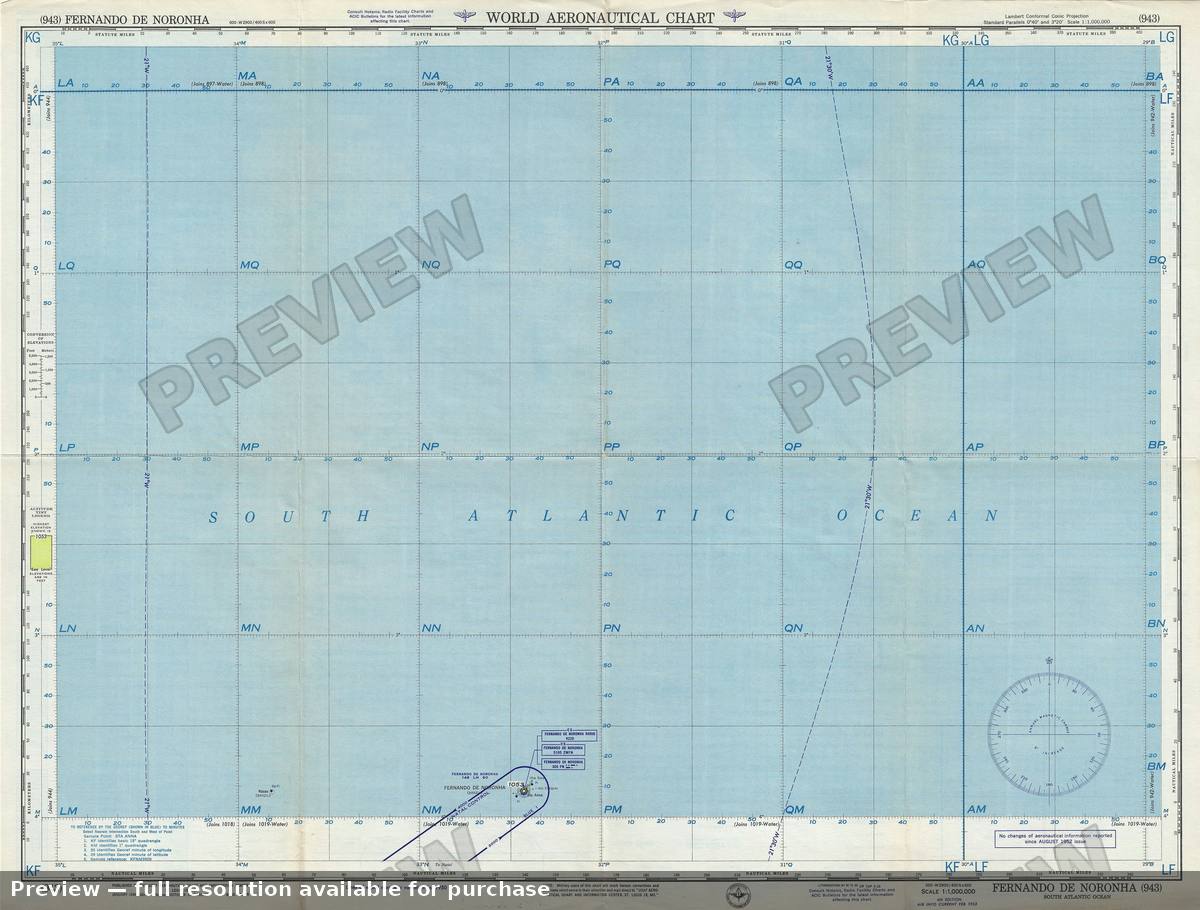 Antique map: Fernando De Noronha, 1953