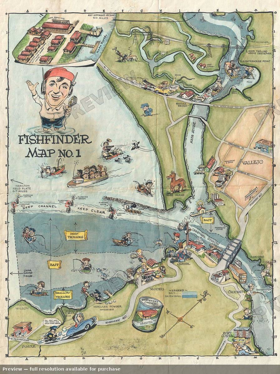 Antique map: Fishfinder No 1, 1951