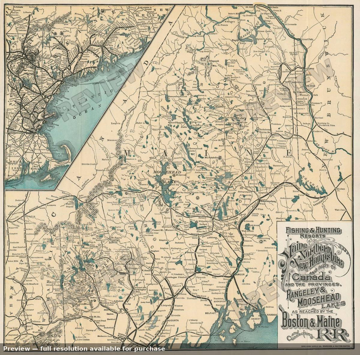Antique map: Fishing Hunting Resorts, 1899
