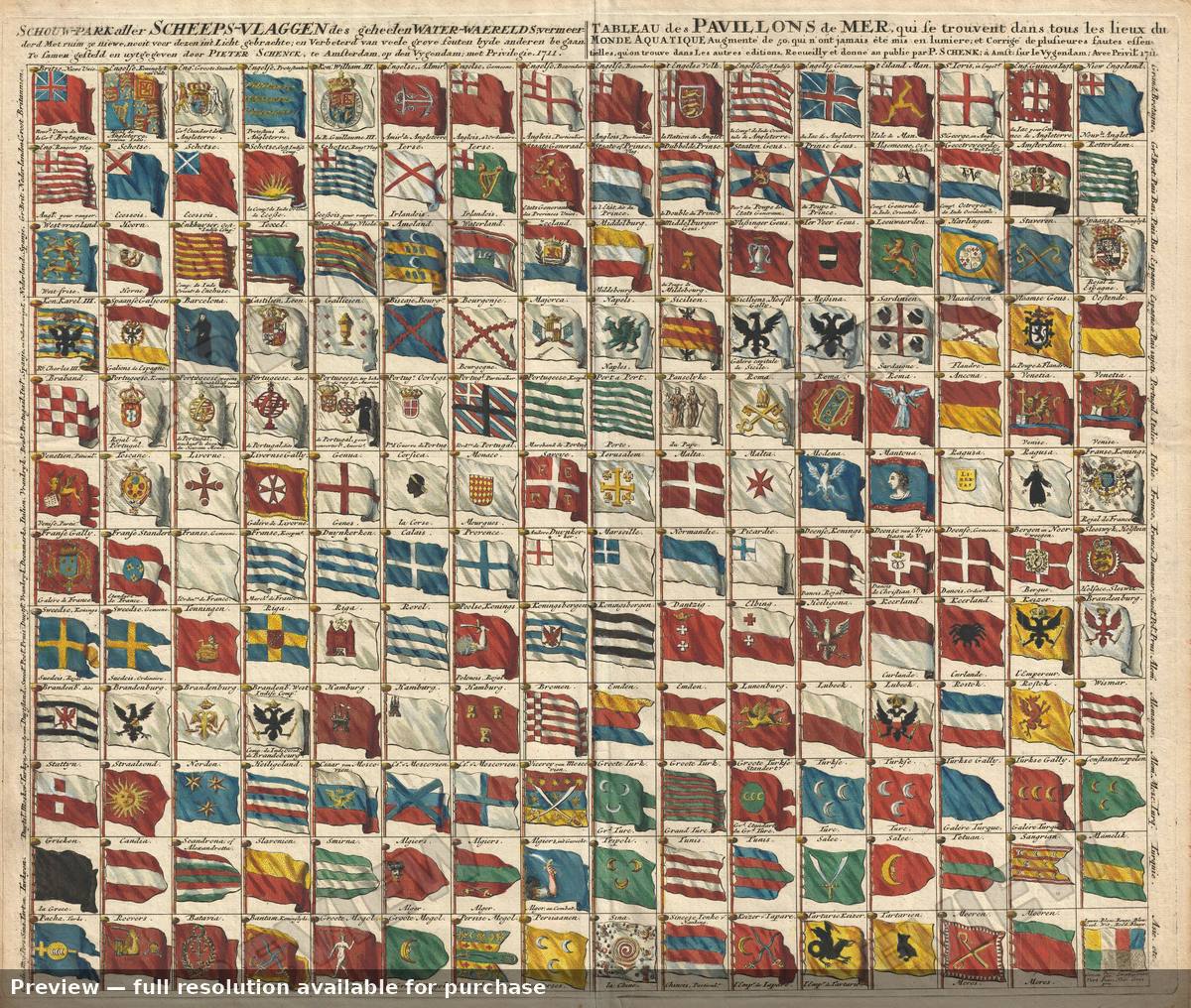 Antique map: Flag Chart, 1711, 1711