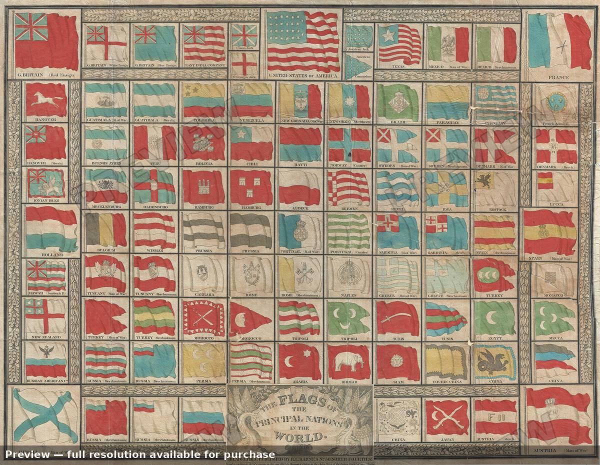 Antique map: Flagsofthe World, 1837, 1837