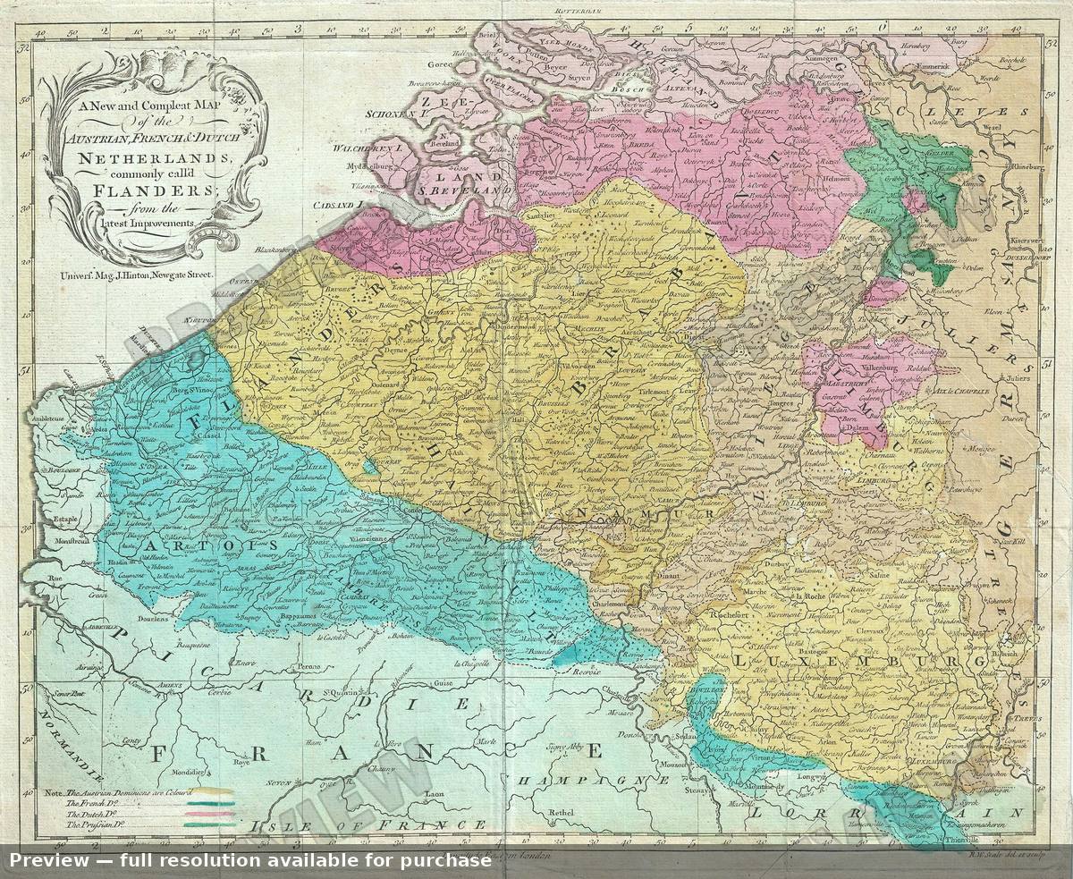 Antique map: Flanders, 1760