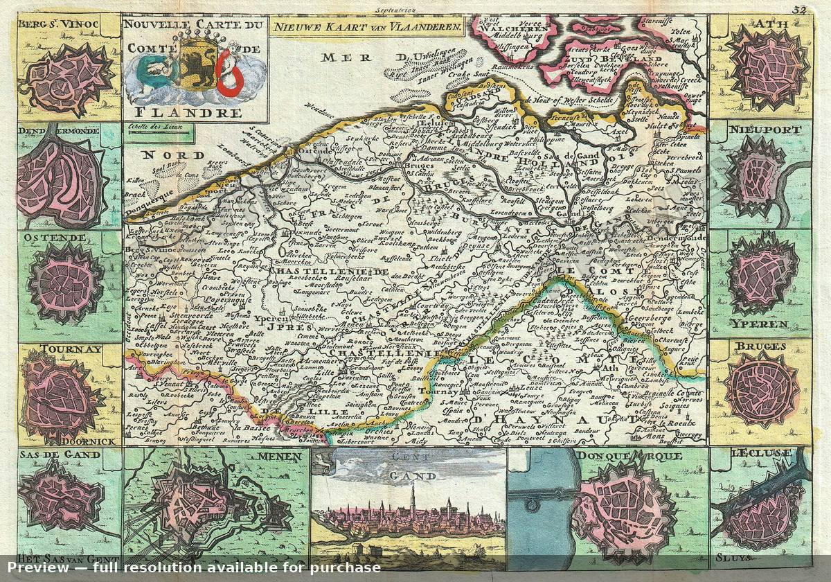 Antique map: Flandre, 1747