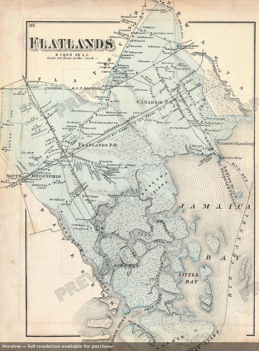 Antique map: Flatlands, 1873, 1873