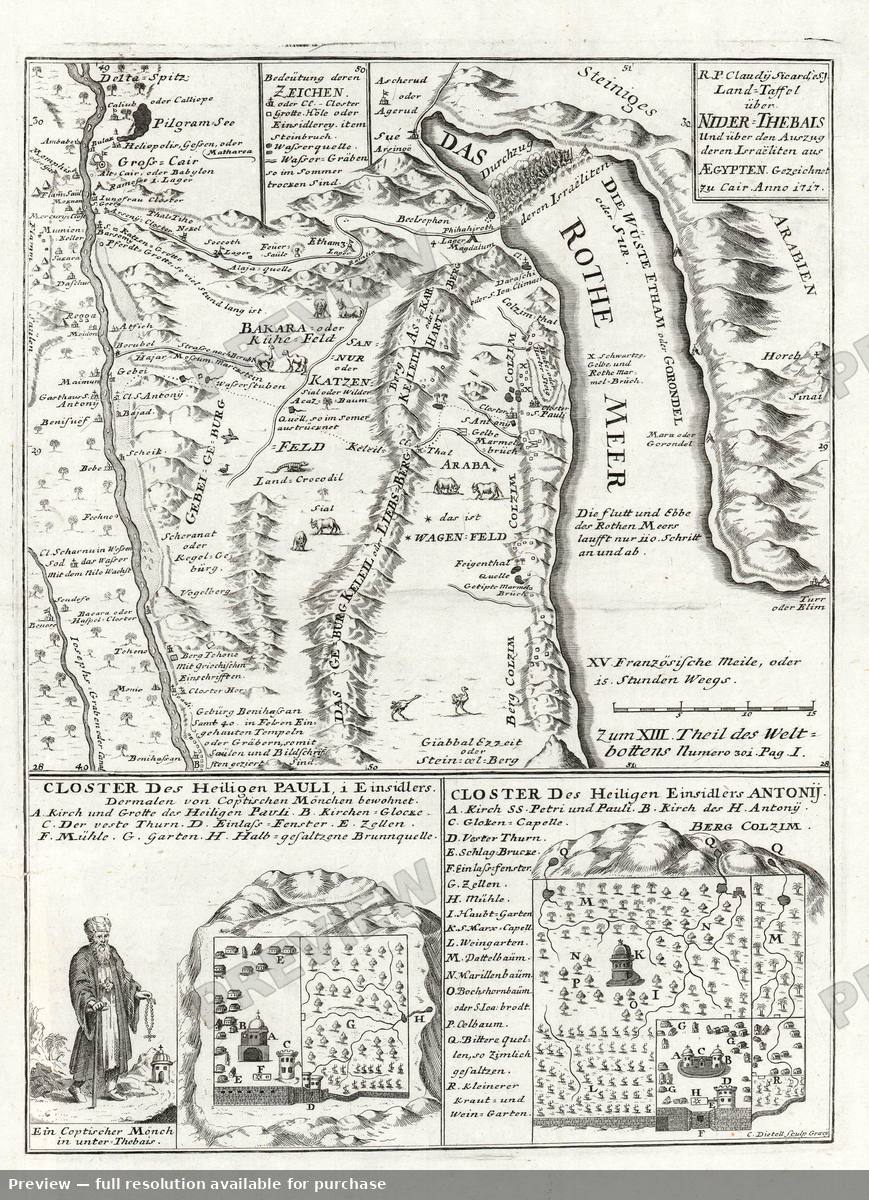 Antique map: Flight From Egypt, 1728, 1728