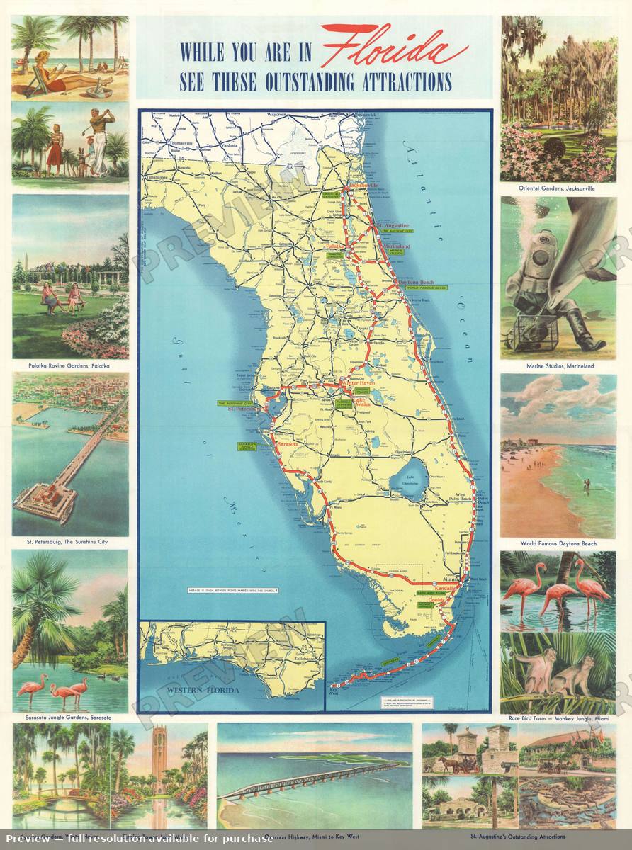 Antique map: Florida, 1941, 1941