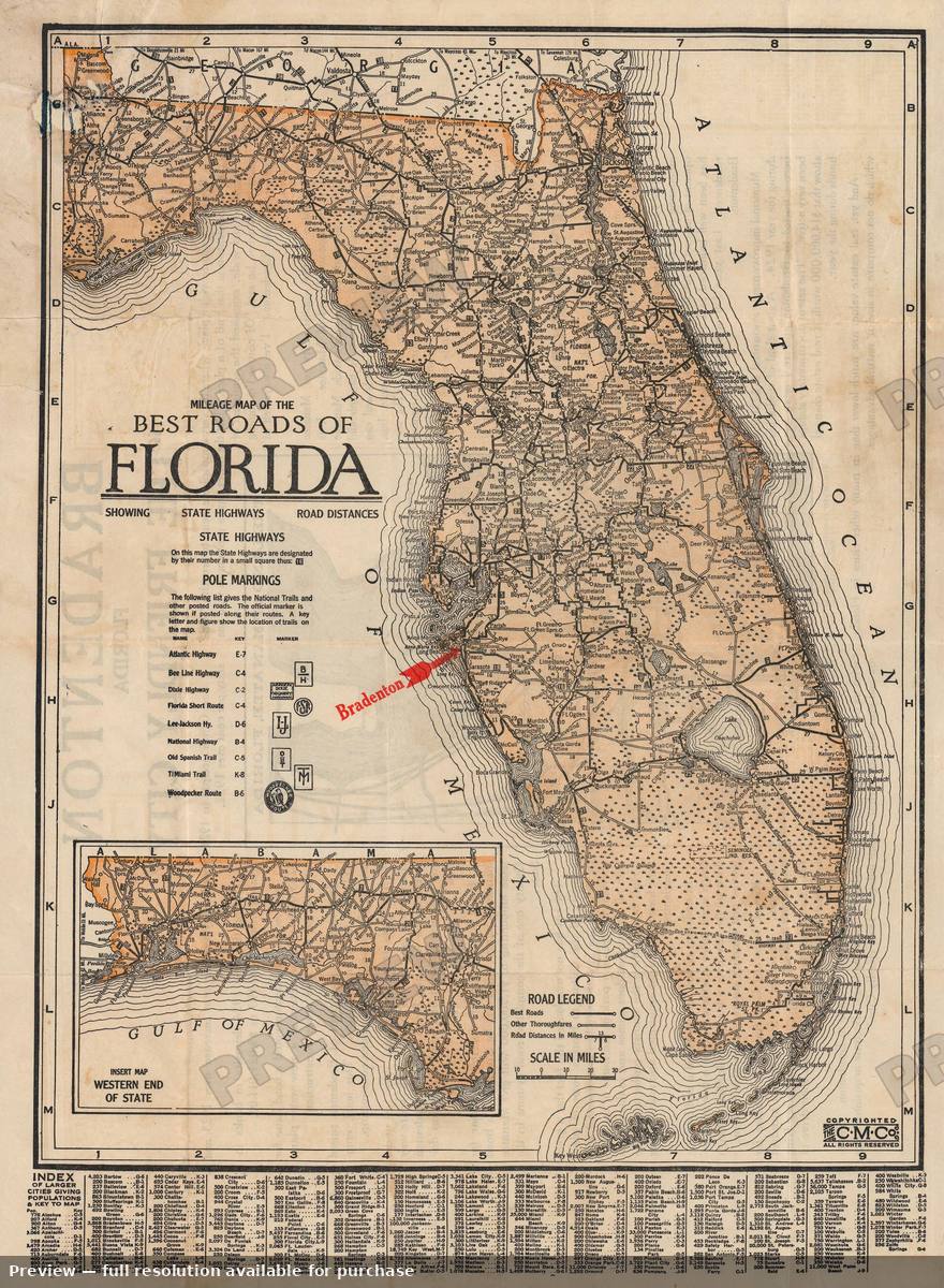 Antique map: Florida, 1922, 1922