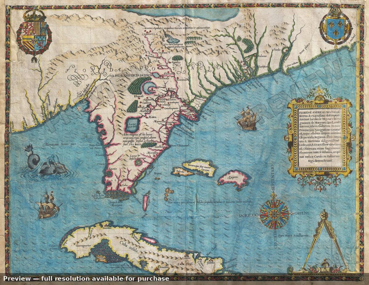 Antique map: Florida, 1591
