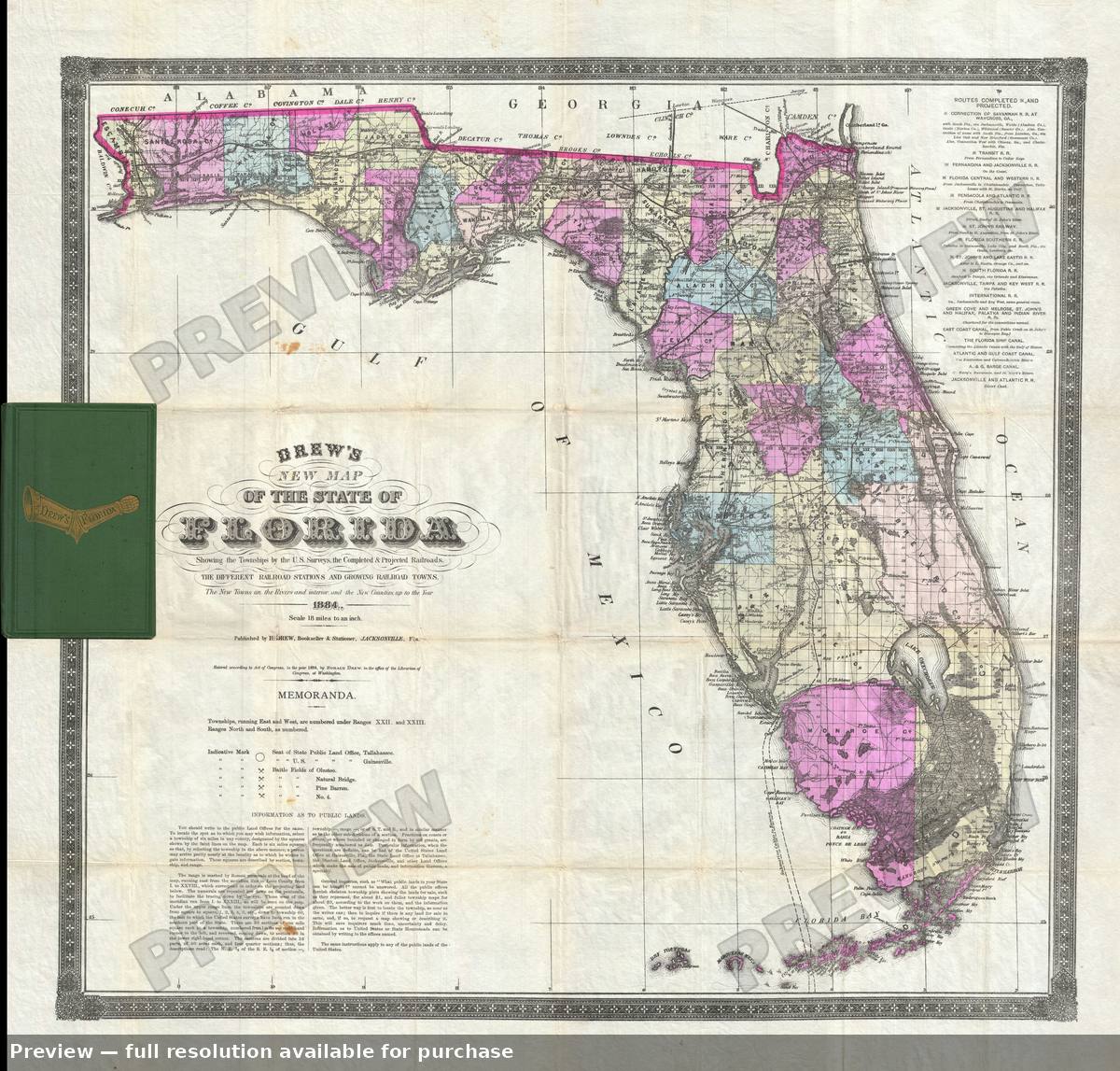 Antique map: Florida, 1884, 1884