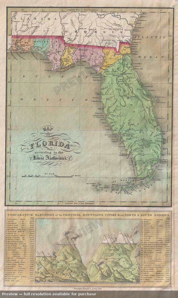 Antique map: Florida, 1826
