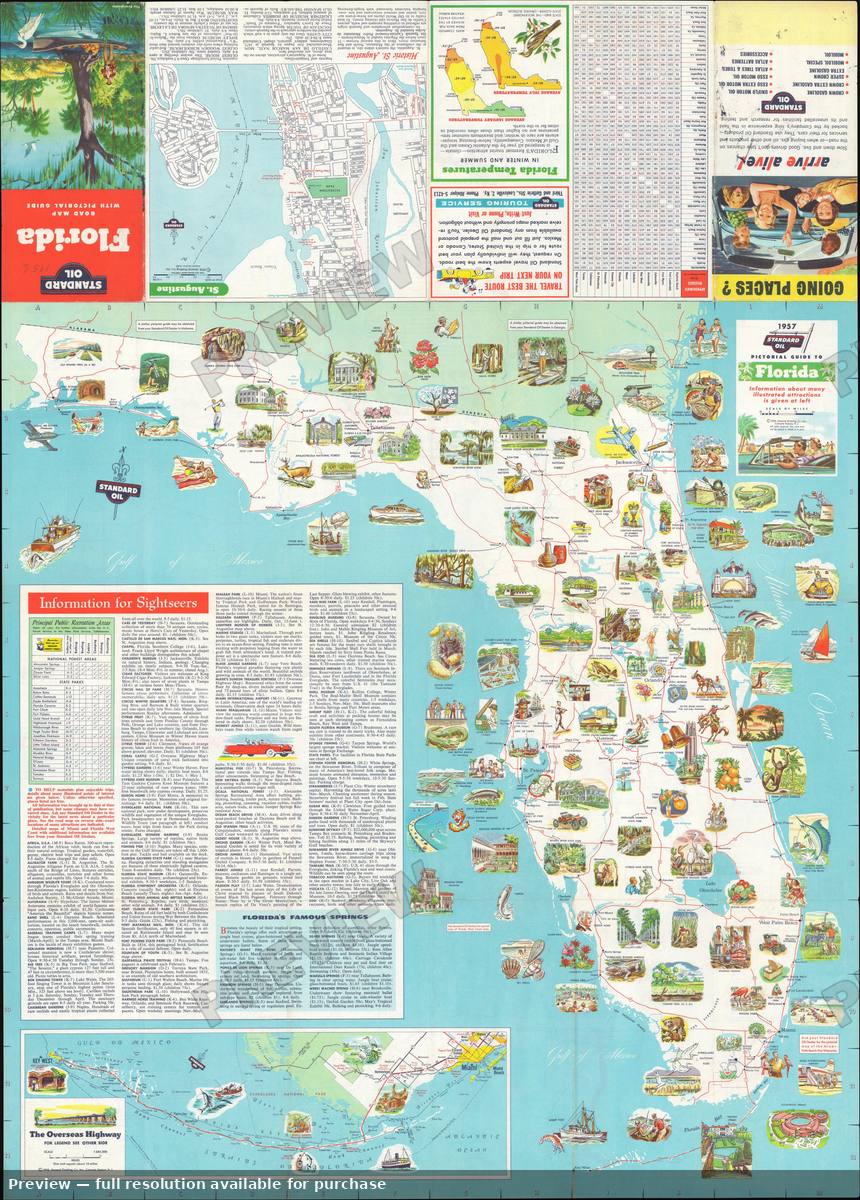 Antique map: Florida, 1956
