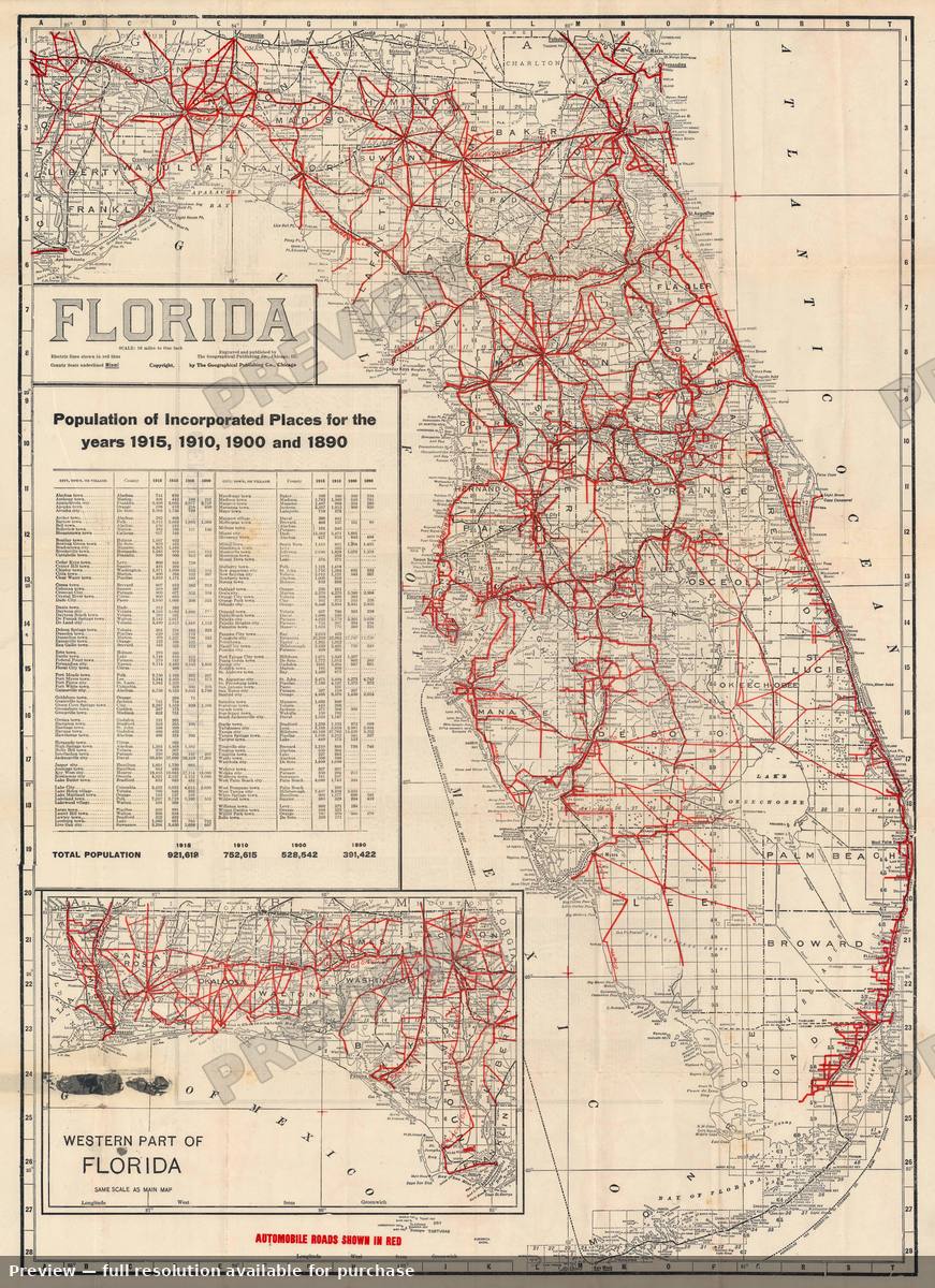 Antique map: Florida, 1920, 1920