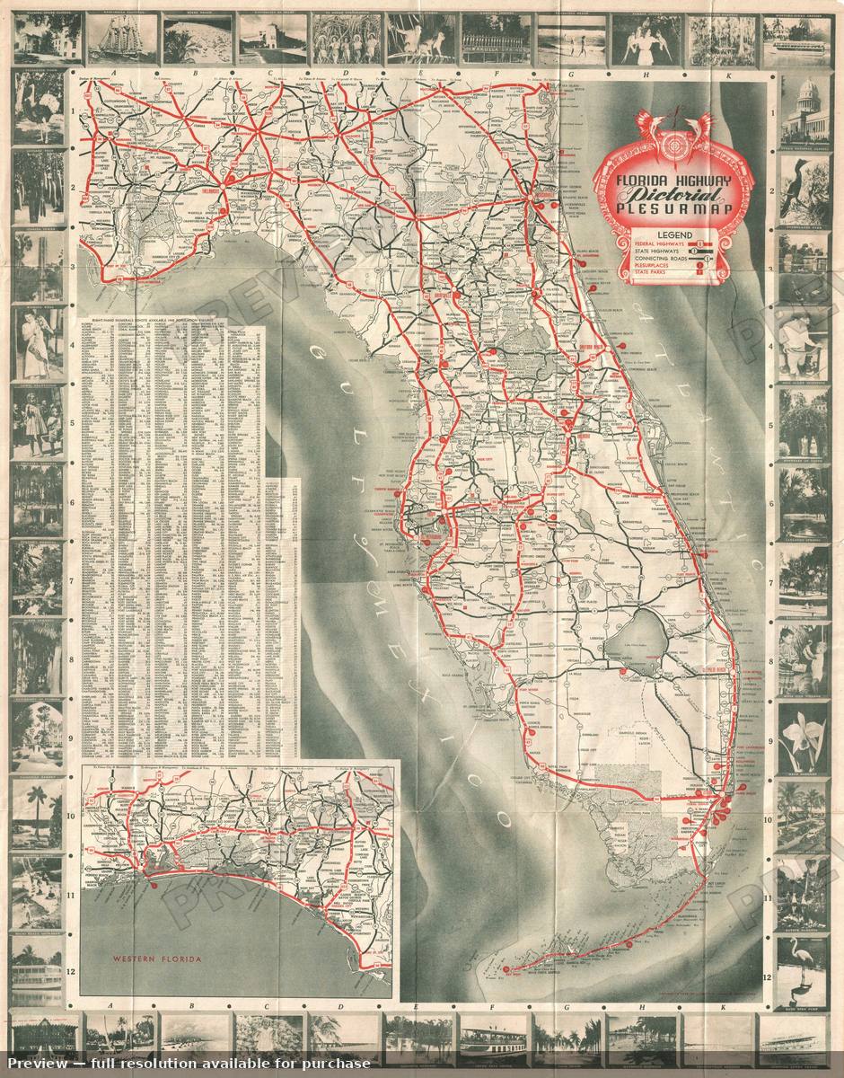 Antique map: Florida, 1946, 1946