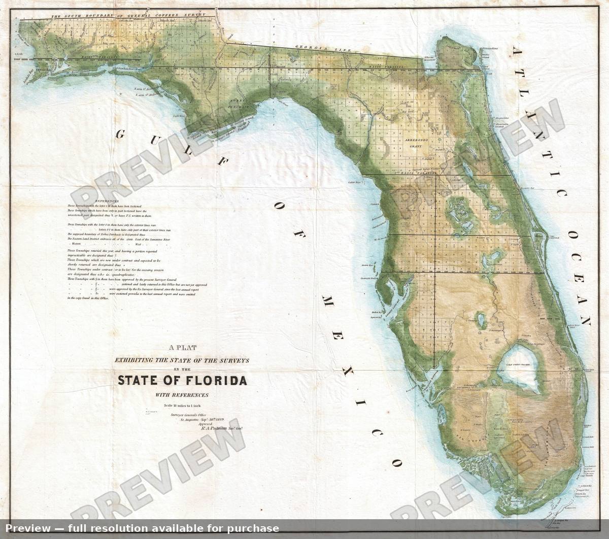 Antique map: Florida, 1849