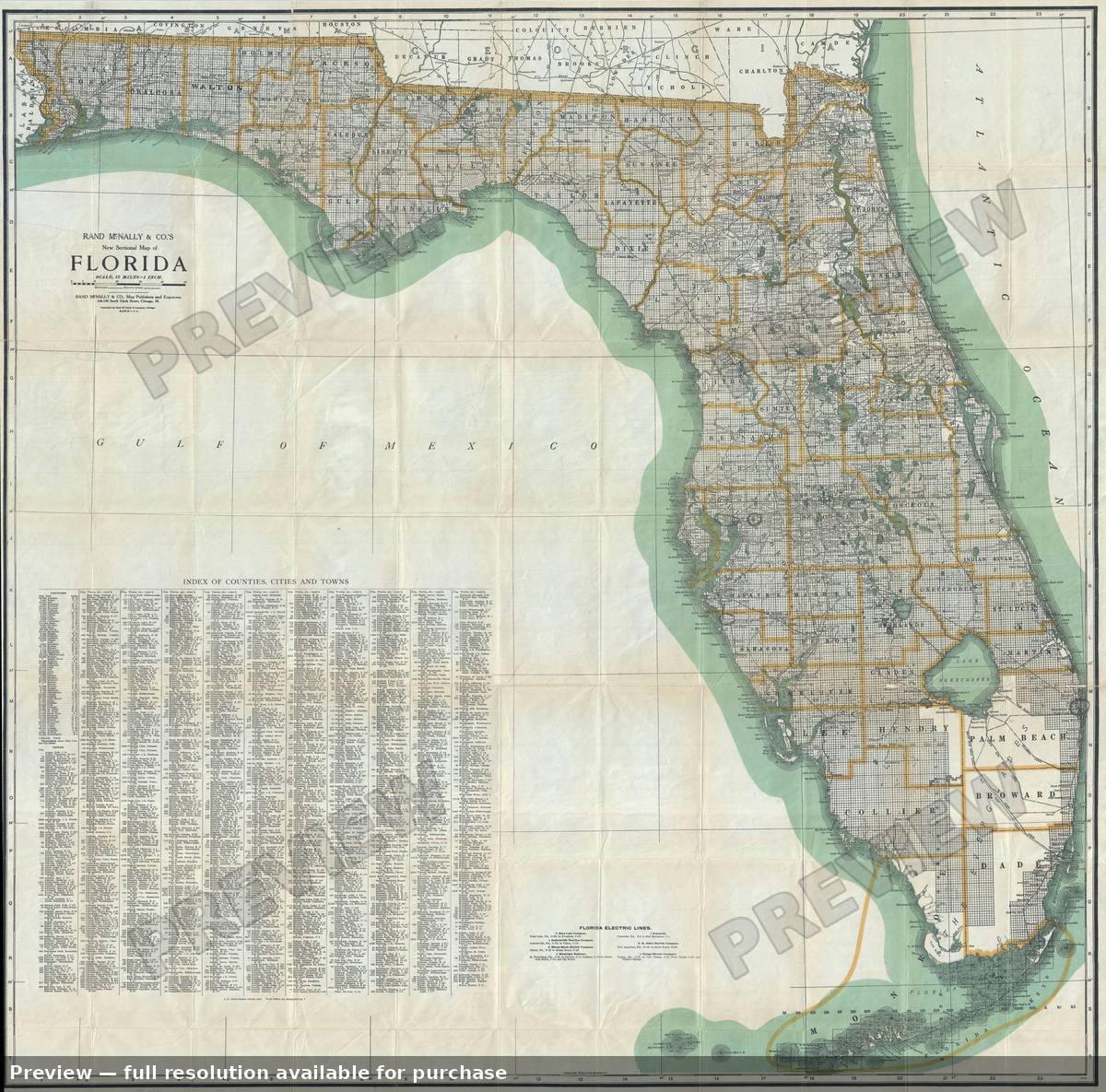 Antique map: Florida, 1925, 1925