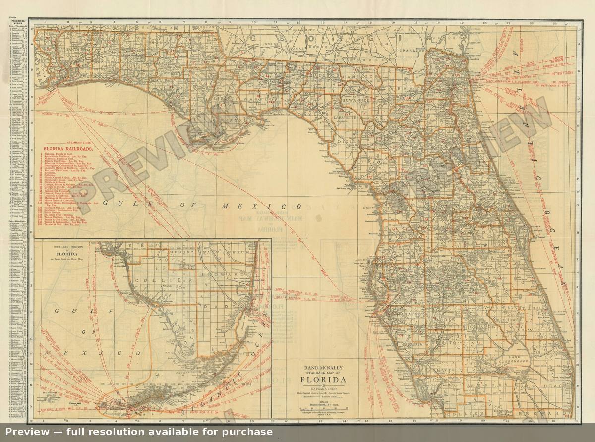 Antique map: Florida, 1923, 1923