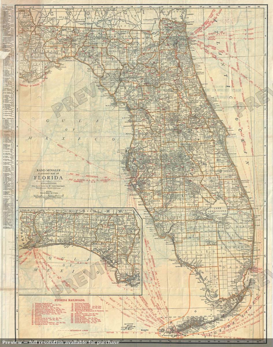 Antique map: Florida, 1925, 1925