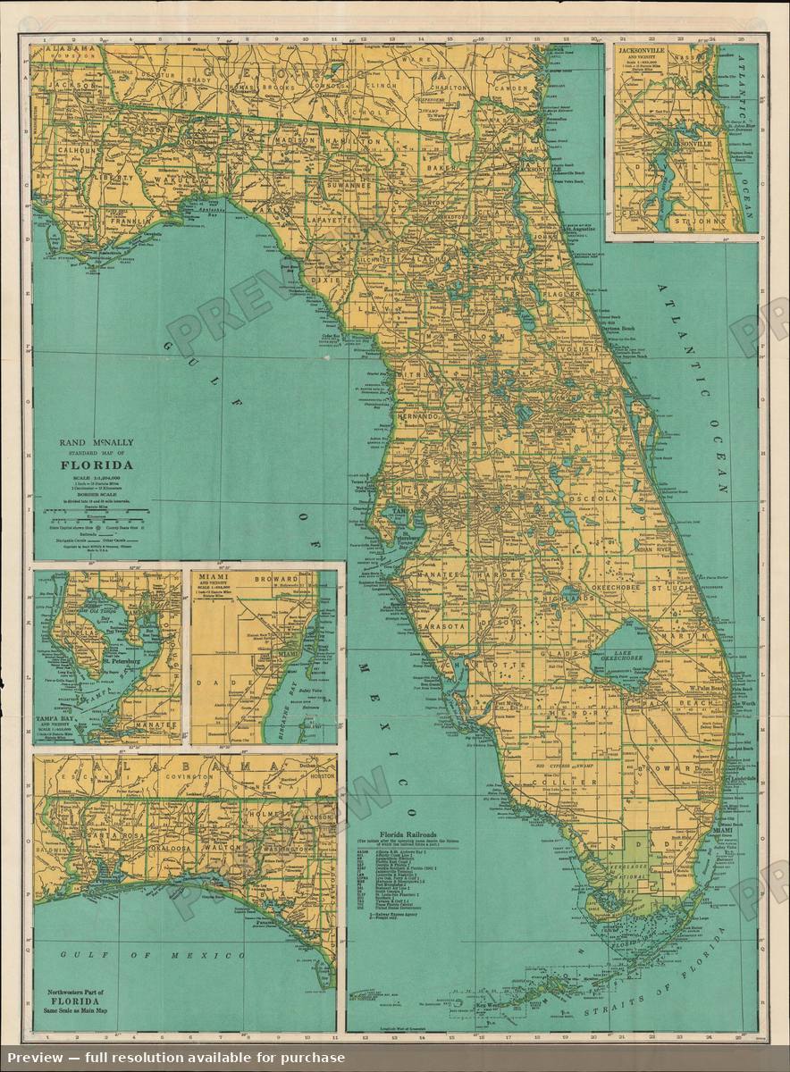 Antique map: Florida, 1950, 1950