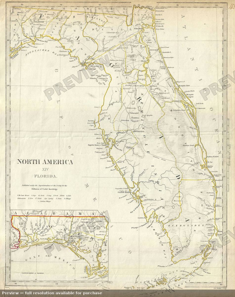 Antique map: Florida, 1834, 1834