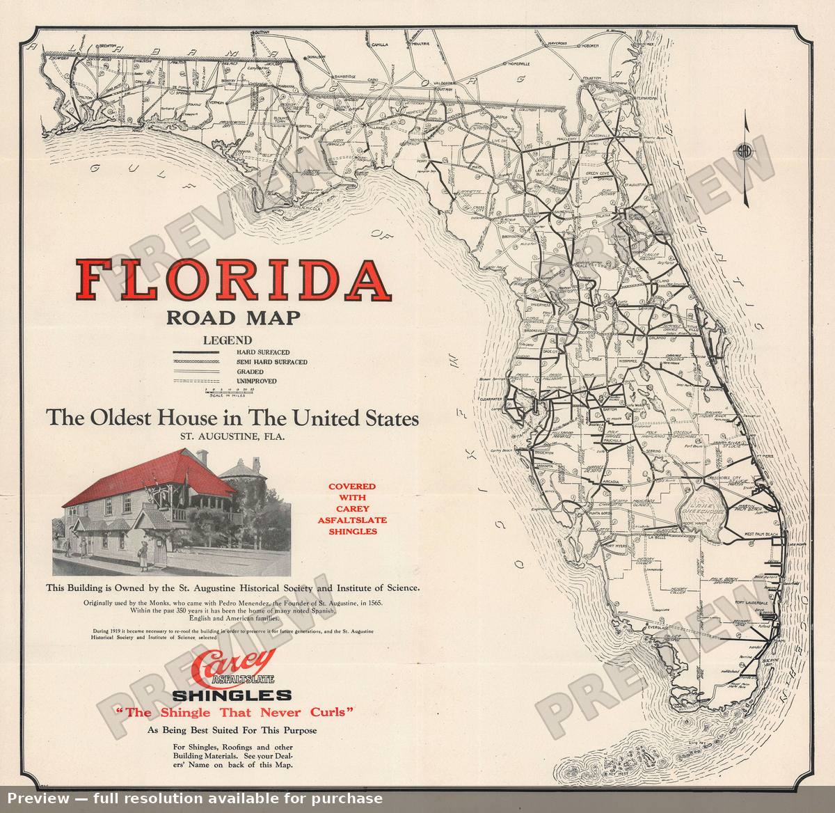 Antique map: Florida, 1920, 1920