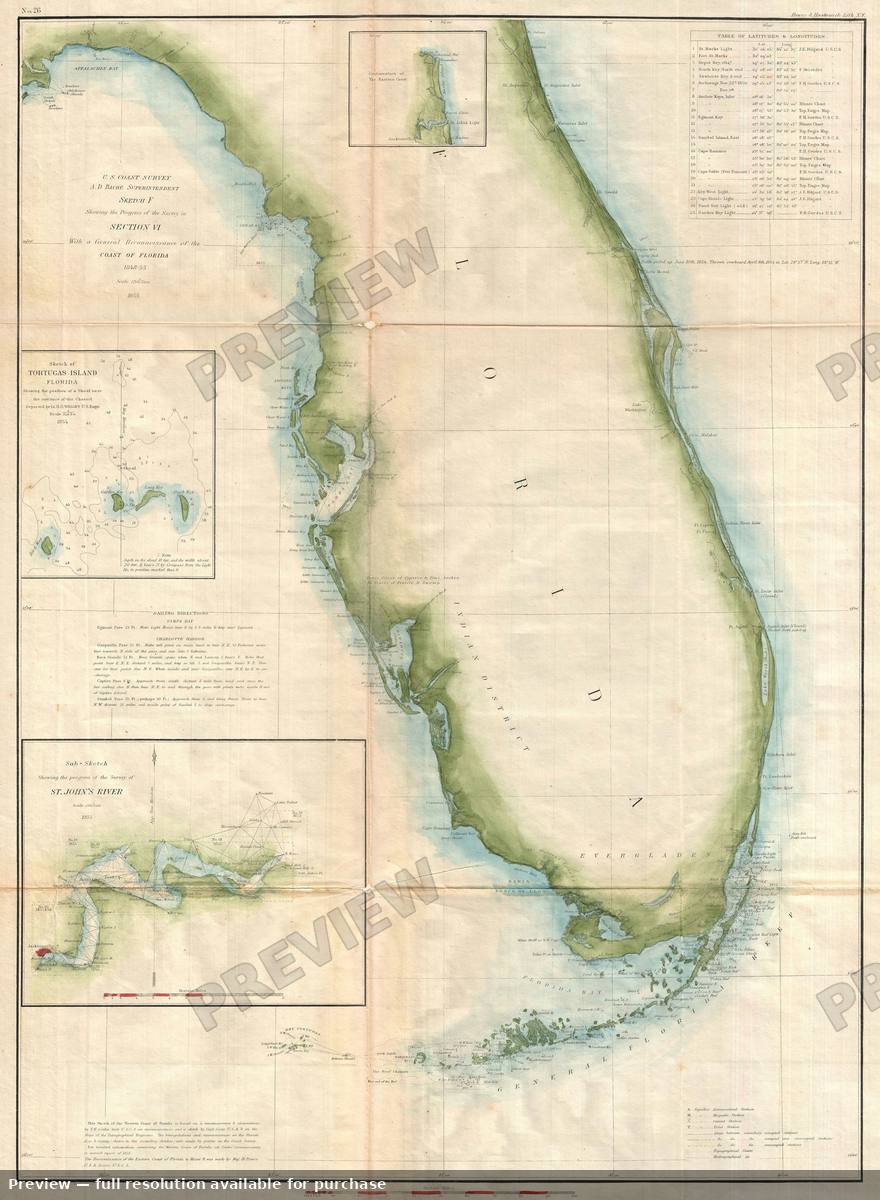 Antique map: Florida, 1855, 1855