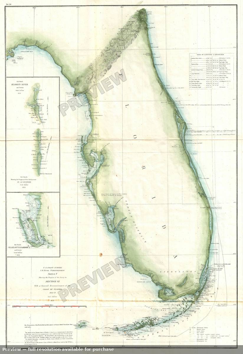 Antique map: Florida, 1859, 1859