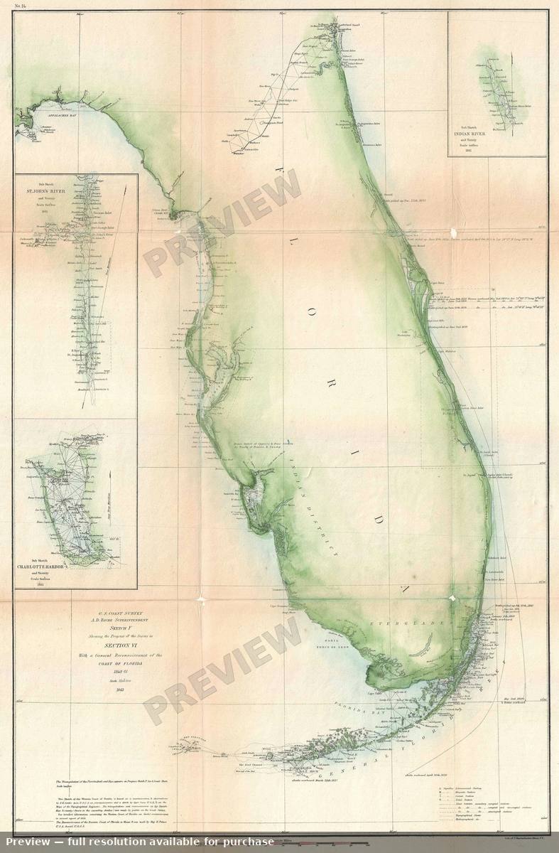 Antique map: Florida, 1861, 1861