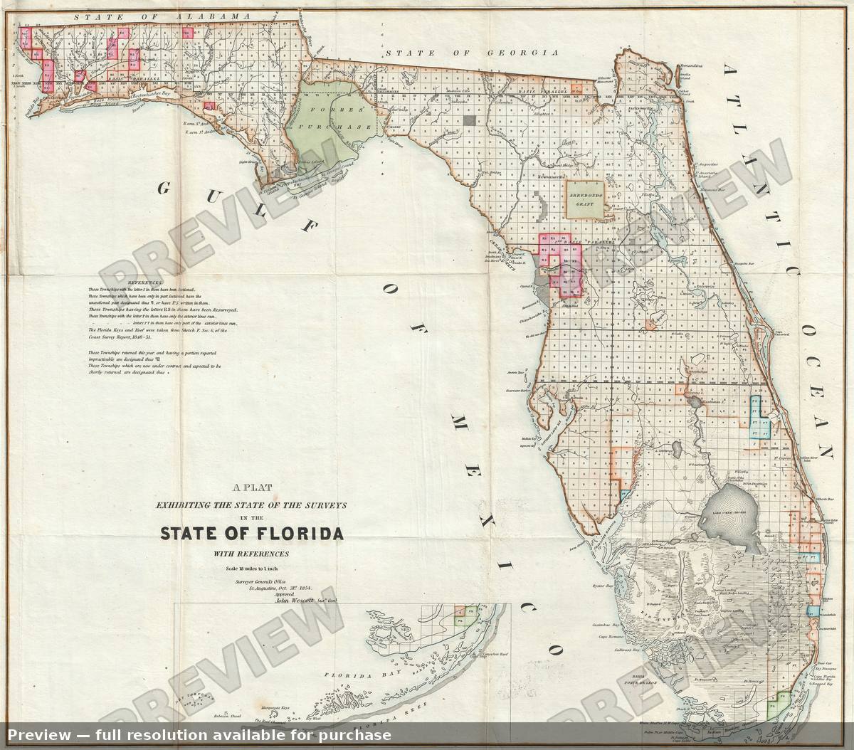 Antique map: Florida, 1854, 1854