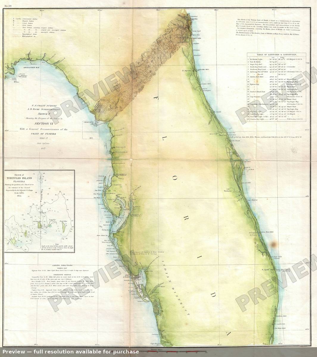 Antique map: Florida FVI, 1857, 1857