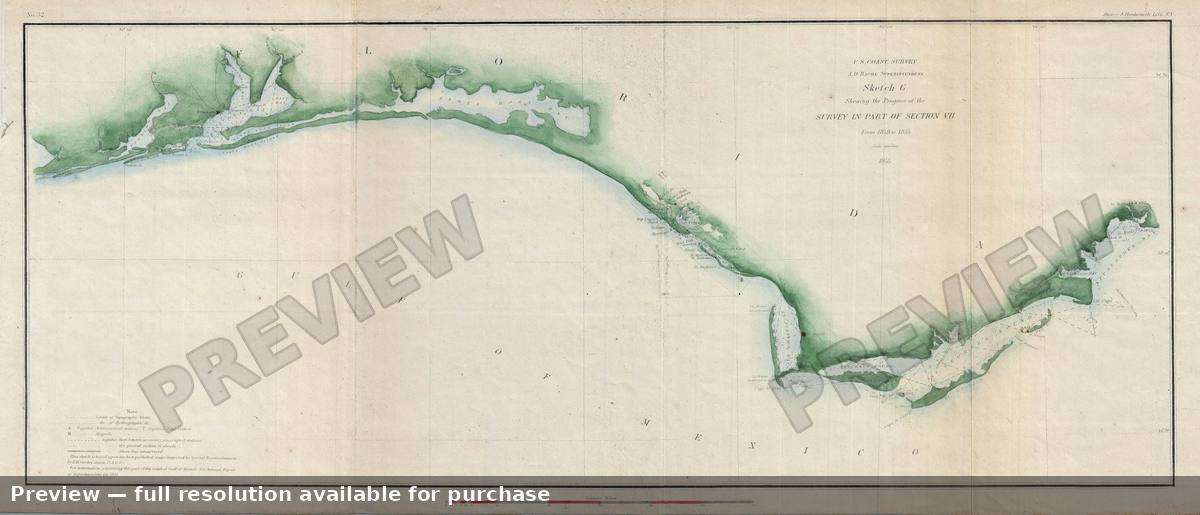 Antique map: Florida Gulf Coast, 1855, 1855