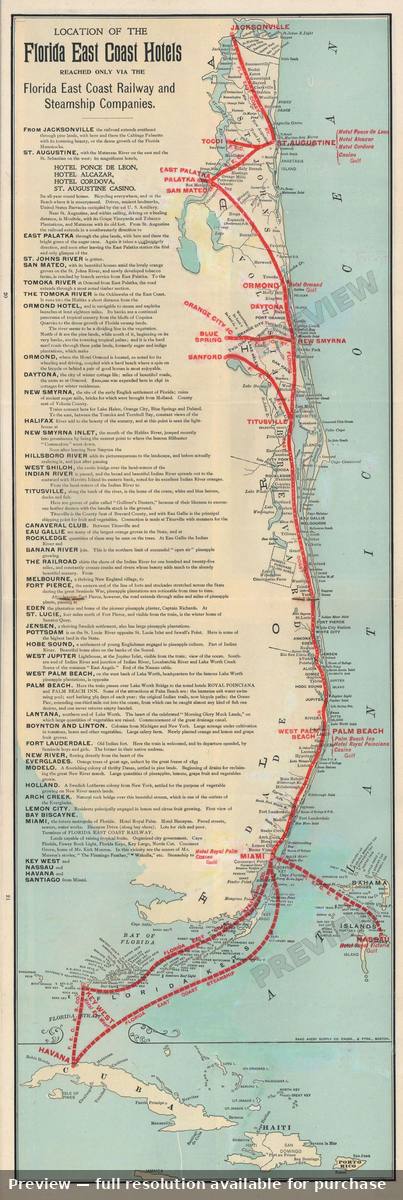 Antique map: Florida Hotels, 1900, 1900
