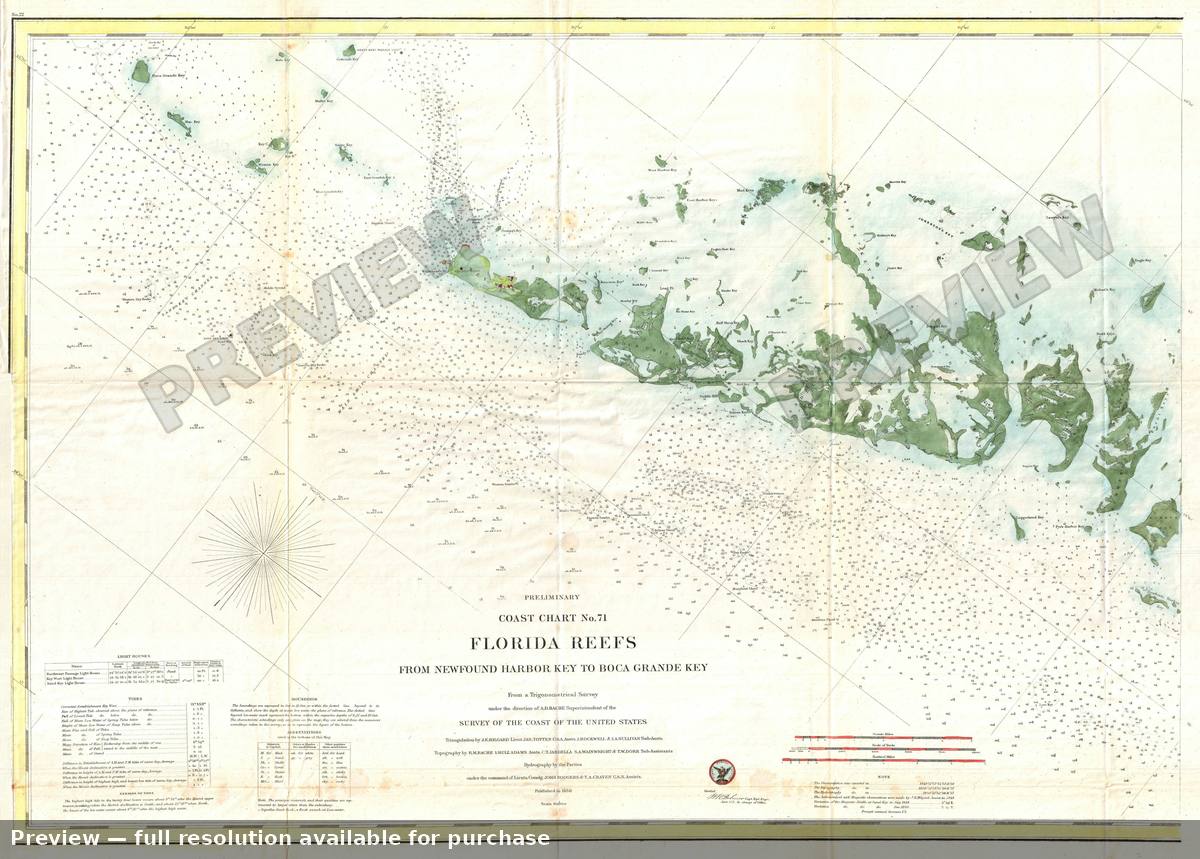 Antique map: Florida Key West, 1859, 1859