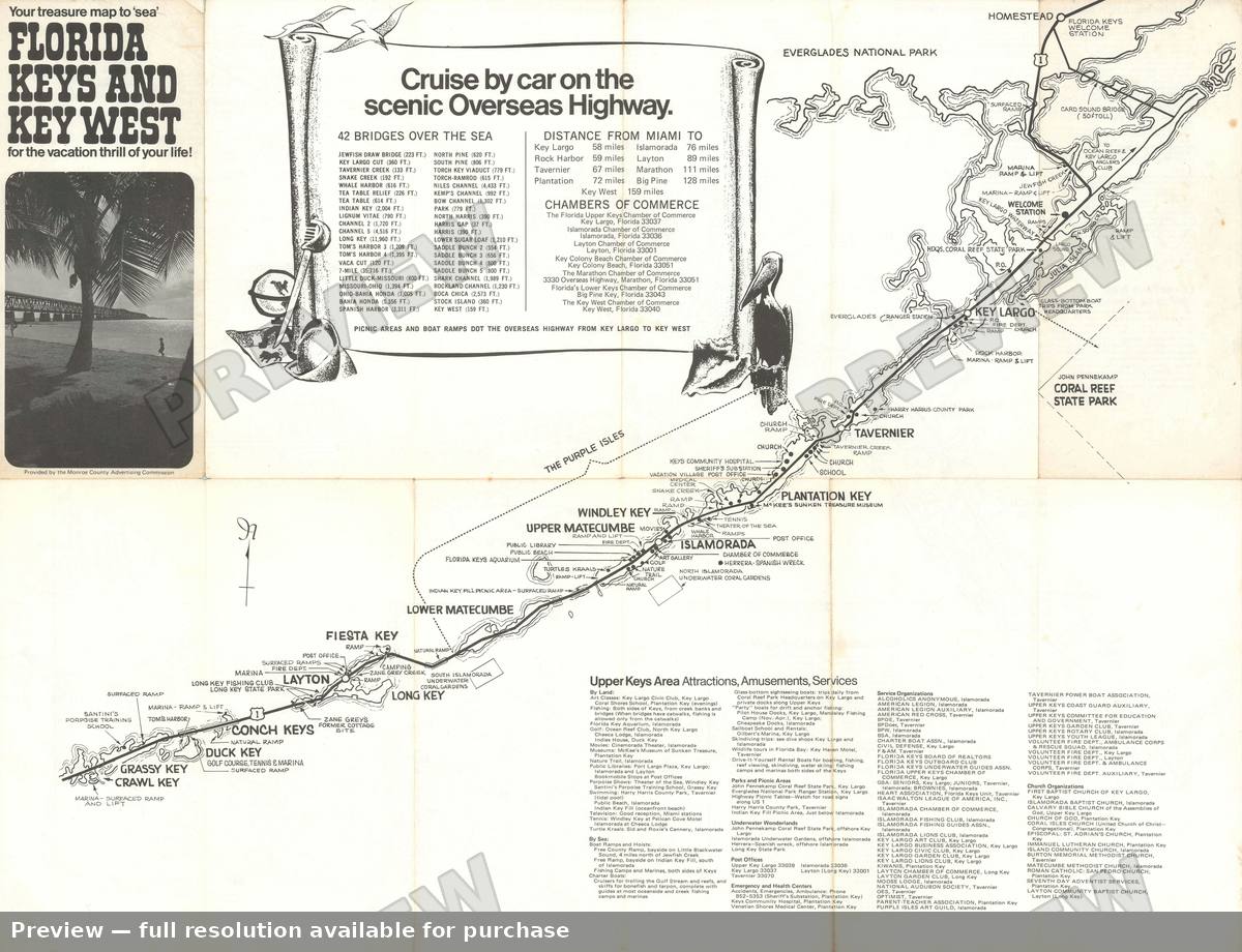Antique map: Florida Keys, 1976