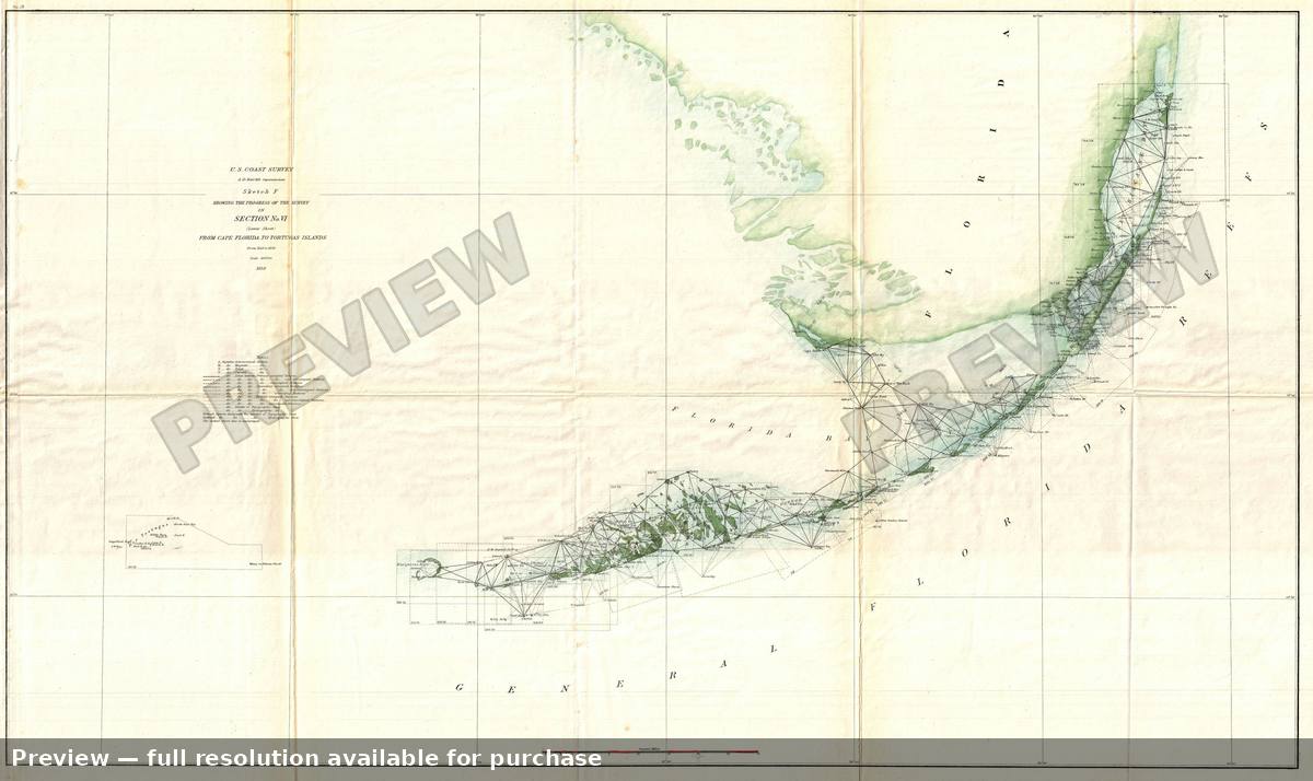 Antique map: Florida Keys, 1859, 1859