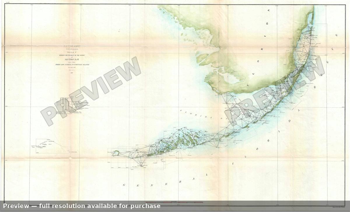Antique map: Florida Keys, 1861, 1861