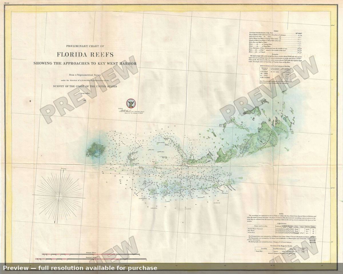 Antique map: Florida Reefs, 1857, 1857