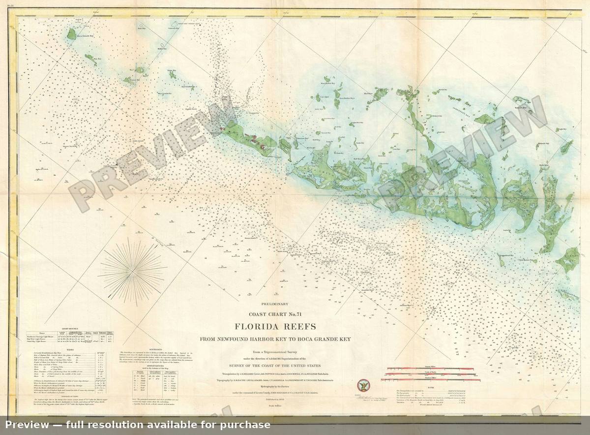 Antique map: Florida Reefs Newfound, 1859, 1859