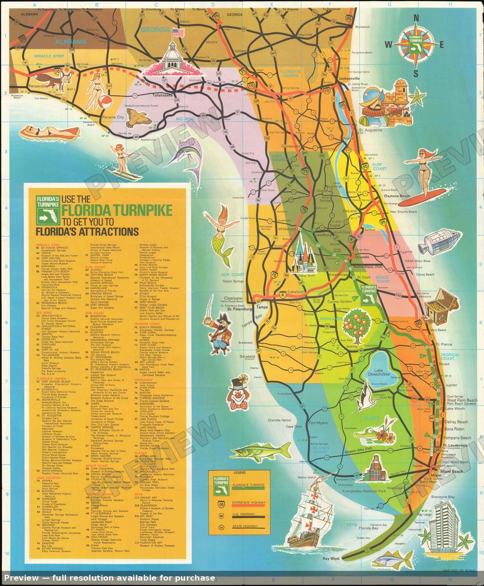 Antique map: Florida Turnpike, 1973