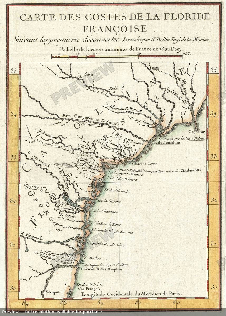 Antique map: Floride Francoise, 1744