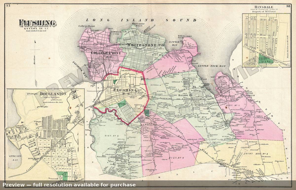 Antique map: Flushing, 1873
