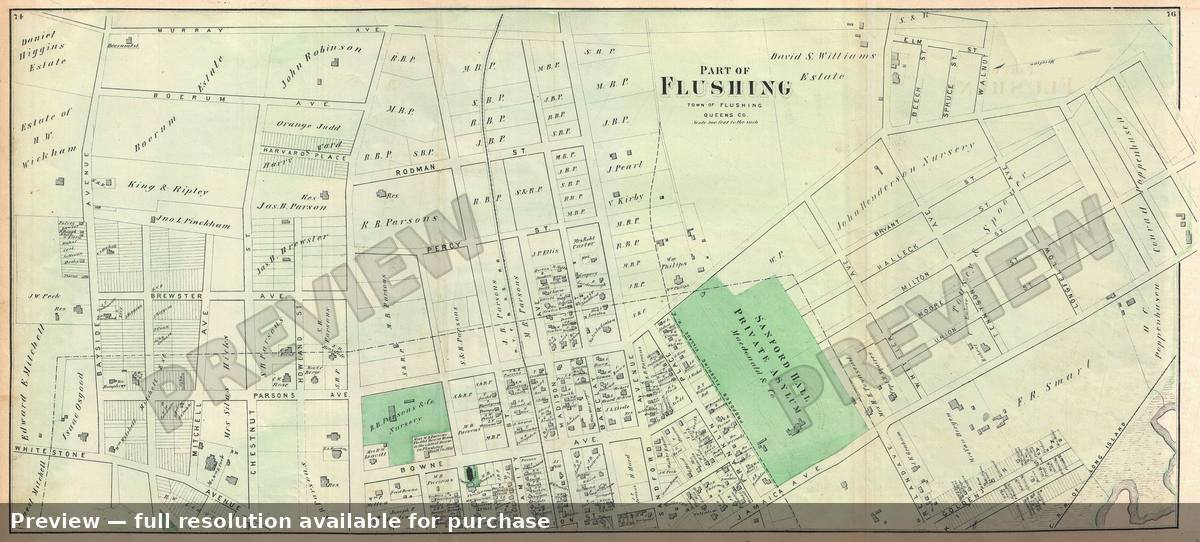 Antique map: Flushing 7476, 1873