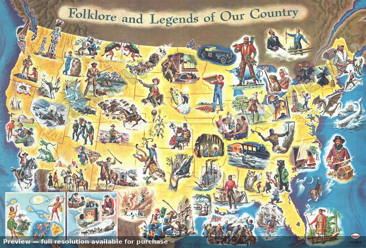 Antique map: Folklore Legends, 1962