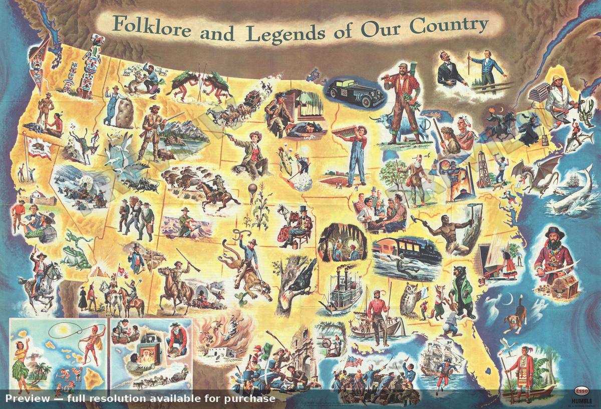 Antique map: Folklore Legends 2, 1962