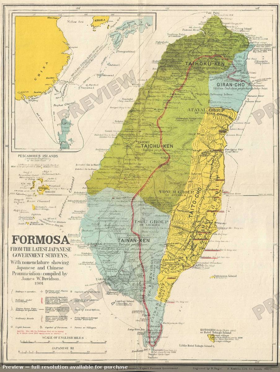 Antique map: Formosa, 1901, 1901