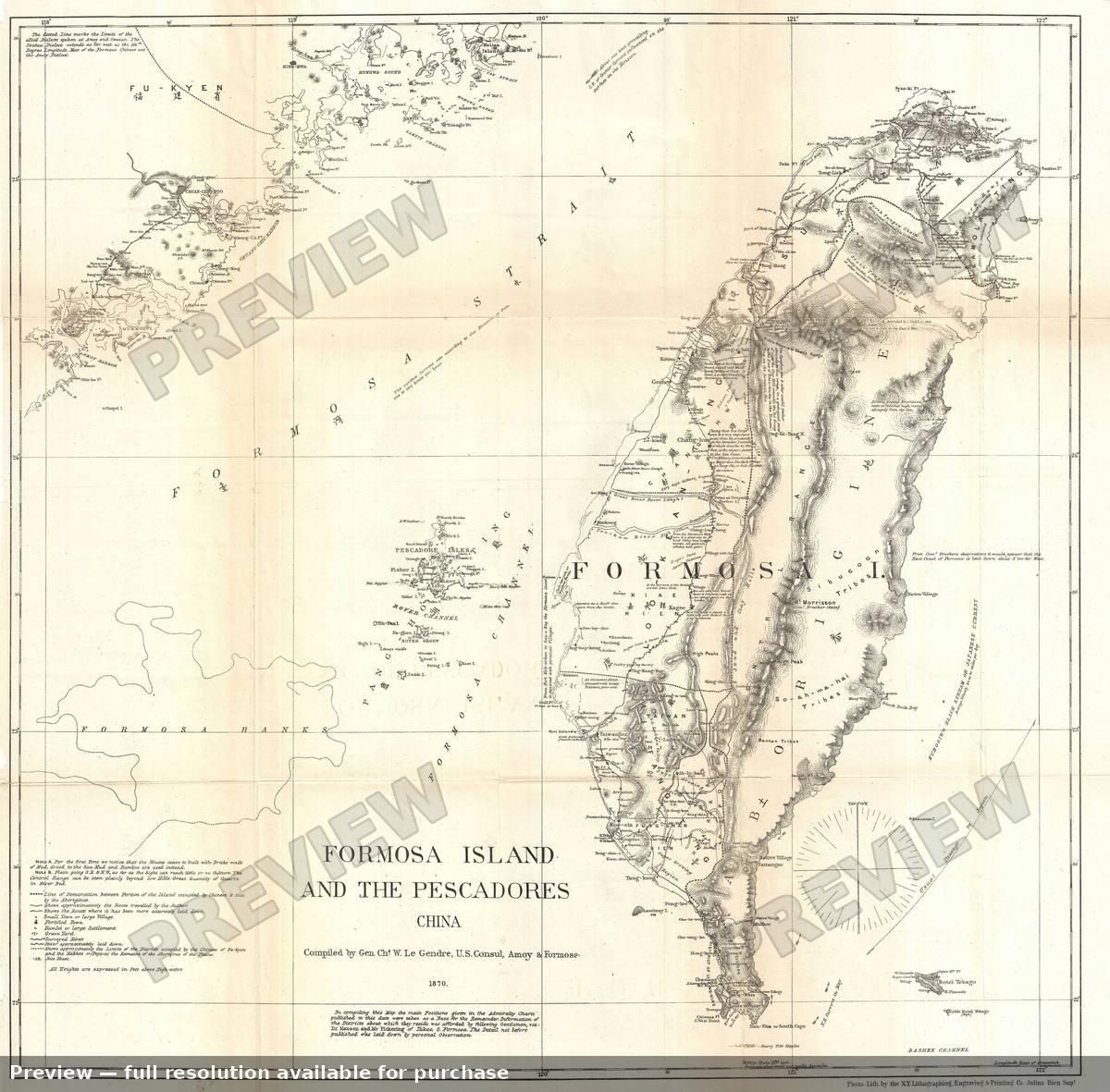 Antique map: Formosa Taiwan, 1870, 1870