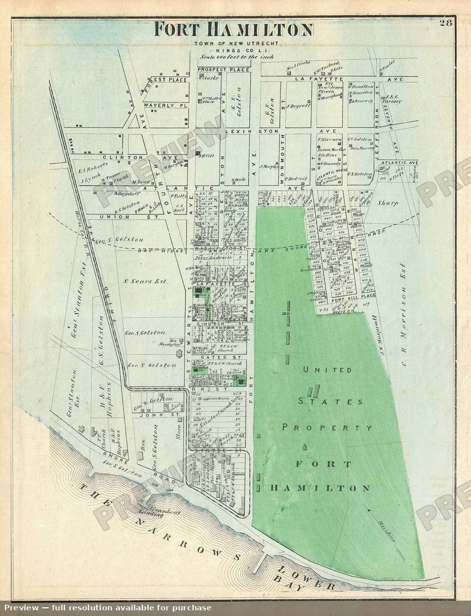 Antique map: Fort Hamilton, 1873, 1873
